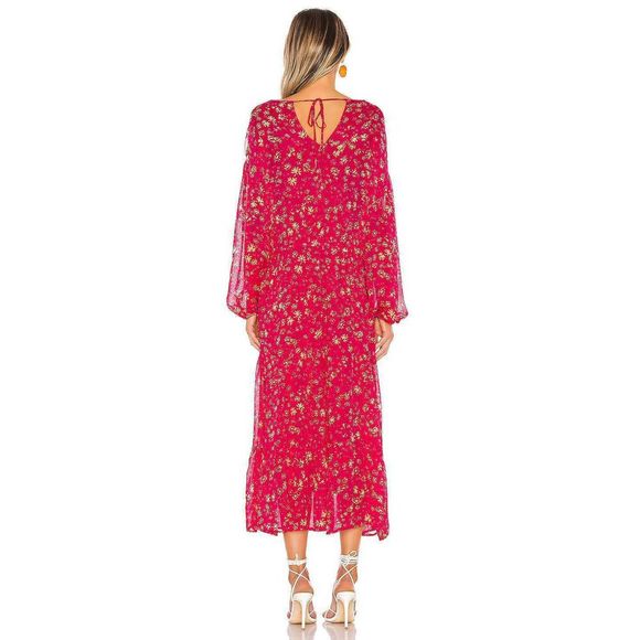 Free People Wall Flower Sheer Back Tie Midi Dress - Picture 3 of 7